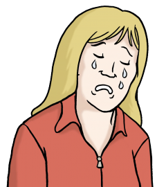 Zeichnung einer traurigen Frau